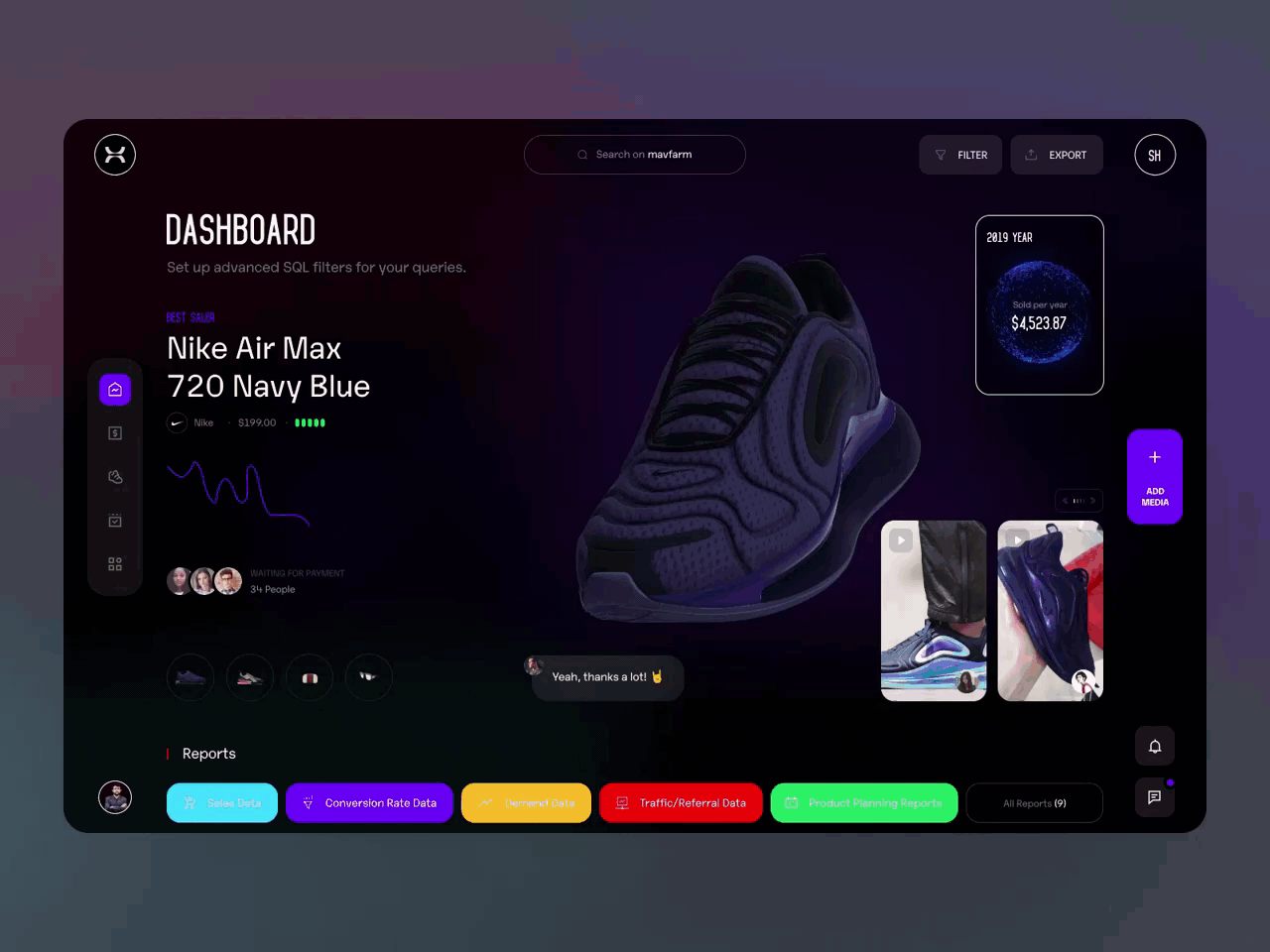E-commerce store dashboard design